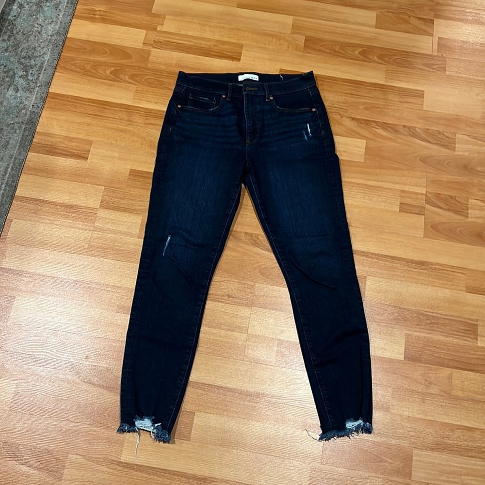 Loft dark denim jeans with frayed hem